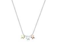 Elli Halskette Silber 925 Vergoldet 24K Rosé 18K Tricolor Sterne Anhänger Kette Damen Schmuck Geschenke für Frauen Mädchen Mama Freundin, Silberkette Länge 45 cm