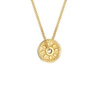 Elli Collierkettchen »Coin Münze Sonne Antik Vintage 925er Silber«, goldfarben