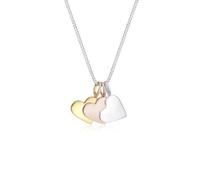 Elli Halskette Tricolo Herz Anhänger 925 Silber Vergoldet 24K Rosé 18K | Kette Damen, Schmuck Geschenke für Frauen Mädchen Mama Freundin, Silberkette, Länge 45 cm