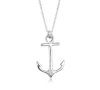 Elli DIAMONDS Halskette Silber 925 Damen Kette Anker Diamant 0,006ct, Schmuck Geschenke für Frauen Mädchen Mama Freundin, Silberkette Länge 45cm