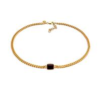 Elli Halsketten - Halskette Choker Granat Panzerkette Klassisch 925 - Gr. unisize - in Gold - für Damen