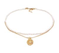 Elli Halsketten - Halskette Choker Layer Sonne Süßwasserperlen 925 S - Gr. unisize - in Gold - für Damen