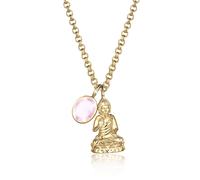 Elli Kette mit Anhänger Buddha Rosenquarz Edelstein 925 Sterling Silber 80 rosa Damen Silberketten Halsketten Schmuck 80 rosa, rosa