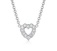 Elli Halsketten - Halskette Herz Lab Grown Diamanten (0.18 ct) 925 S - Gr. unisize - in Silber - für Damen