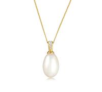 Elli Halsketten - Halskette Süßwasserzuchtperle Diamant (0.05 ct) 58 - Gr. unisize - in Weiß - für Damen