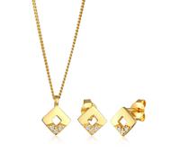 Elli|ElliDiamonds Schmuckset Diamanten (0.045 Ct) Geo Design 925 Silber, silber Silber