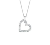 Kette mit Anhänger ELLI "Schmuck Geschenk Silber 925 Halsschmuck Herz" Gr. 45, silber (silberfarben, kristallweiß), Halsketten, Damen, 45, Silber 925 (Sterlingsilber), L: 45 B: 1,8mm, Kette mit Anhäng