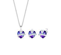 Elli Schmuckset »Herz Glamourös Swarovski® Kristalle 925 Silber«, violett