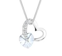 Collierkettchen ELLI "Herz Anhänger Kristallen 925 Silber" Halsketten Gr. mit Steinen, Silber 925 (Sterlingsilber), Länge: 45 cm, weiß Damen Colliers (464247-0)