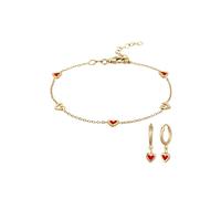 Elli Herz Rot 925 Sterling Silber vergoldet golfarben Damen
