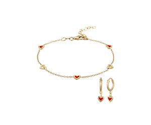 Elli Herz Rot 925 Sterling Silber vergoldet golfarben Damen