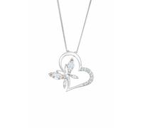 Collierkettchen ELLI "Herz Schmetterling Zirkonia 925 Silber Noble", weiß, Halsketten, Damen, 45,mit Steinen, Silber 925 (Sterlingsilber), L: 45cm (418641-0) weiß