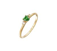 Elli Herz Zirkonia Grün Liebe 925 Silber vergoldet 56 Damen