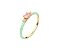 Elli Herz Zirkonia Pink Emaille 925 Sterling Silber vergoldet 56 Damen