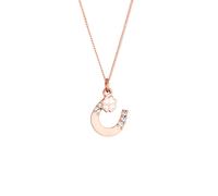Elli Kette mit Anhänger »Hufeisen Kleeblatt Kristall 925 Silber«, Hufeisen, Rosegold