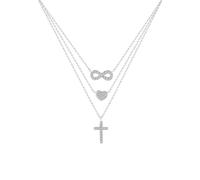 Elli Infinity Herz Kreuz 925 Sterling Silber, mit Kristallen von Swarovski® 40 Damen