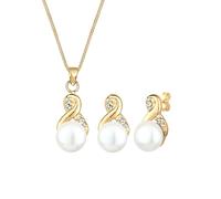 Elli Infinity Perlen Kristalle 925 Silber golfarben Damen