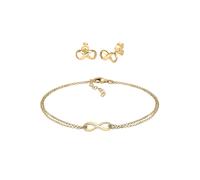 Elli Infinity Symbol Armband Ohrstecker Set 925 Silber golfarben Damen