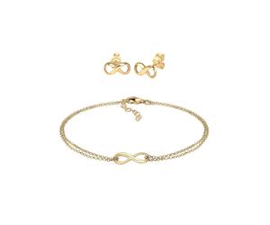 Elli Infinity Symbol Armband Ohrstecker Set 925 Silber golfarben Damen