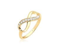 Elli, Ring Infinity Zirkonia Eye Catcher 925 Sterling Silber in gold, Schmuck für Damen Gr. 54 mm
