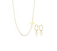 Elli Kette Ohrringe Kreuz Religion Glaube 925 Silber golfarben Damen
