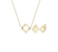 Elli Kette Stecker Kleeblatt Glücksbringer 925 Silber golfarben Damen