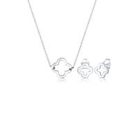 Elli Schmuckset Kette Stecker Kleeblatt Glücksbringer 925 Silber Silber