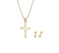 Elli Kette Stecker Kreuz 925 Sterling Silber, mit Kristallen von Swarovski® golfarben Damen