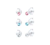 Elli Kids Basic 3er Set 925 Silber, mit Kristallen von Swarovski® OneSize Damen