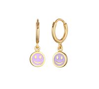 Elli Kids Creolen mit Smile Face Emaille 925 Silber goldfarben Damen