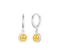 Elli Kids Creolen mit Smile Face Emaille 925 Silber silberfarben Damen