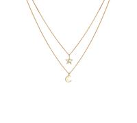 Elli Kids Layer Stern Halbmond 925 Silber, mit Kristallen von Swarovski® goldfarben Damen
