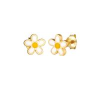 Elli Kinder Blume Flower Emaille 925 Silber goldfarben Damen
