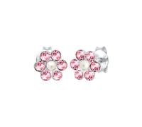 Elli, Ohrringe Kinder Blume Floral Kristall 925 Silber in rosa, Schmuck für Damen Gr. OneSize