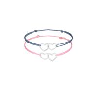 Elli Kinder Herzen Nylon Bändchen 2er Set 925 Silber 14 Damen