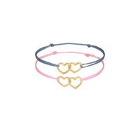 Elli Kinder Herzen Nylon Bändchen 2er Set 925 Silber goldfarben Damen