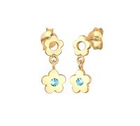 Elli Kinder Ohrhänger Blume Blüte 925 Silber, mit Kristallen von Swarovski® goldfarben Damen
