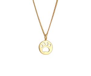 Elli Kinder Pfote Katze Hund Plättchen 925 Silber goldfarben Damen
