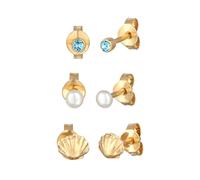 Elli Kirstalle Süßwasserzucht Perlen Muschel 3er Set goldfarben Damen