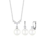 Elli Schmuckset »Klassisch Zirkonia Muschelkernperle 925 Silber«