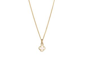 Elli Kleeblatt Emaille Anhänger 925 Sterling Silber Weiß Damen