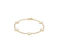 Elli Kleeblatt Emaille Weiß 925 Sterling Silber vergoldet 17 Damen