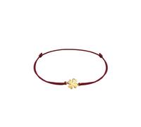 Elli Kleeblatt Textilarmband 925 Silber vergoldet Dunkelrot Damen