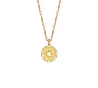 Elli Halskette Damen Kordel Münze Anhänger Rund Sonne Vintage Trend | 925 Sterling Silber