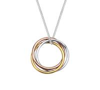Elli Halskette Kreis Anhänger Tricolor Look 925 Sterling Silber, silber Silber