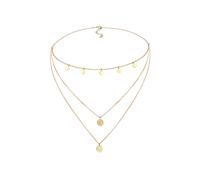 Elli Kreis Rund Coin Choker Layer Vintage 925 Silber goldfarben Damen