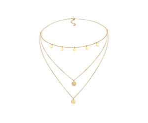 Elli Kreis Rund Coin Choker Layer Vintage 925 Silber goldfarben Damen