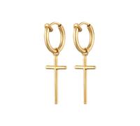 Elli Kreuz Creolen Ohrclips ohne Ohrloch 925 Silber goldfarben Damen
