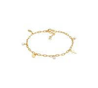 Elli Kreuz Feder Herz Süßwasserperle Charm 925 Silber goldfarben Damen