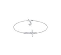 Elli Armband »Kreuz Glaube Kristalle Funkelnd Elegant 925 Silber«, silberfarben